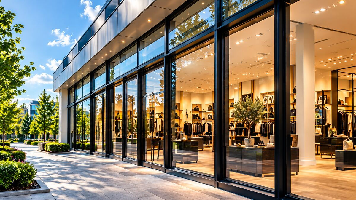 Showroom mit großen Schaufenstern